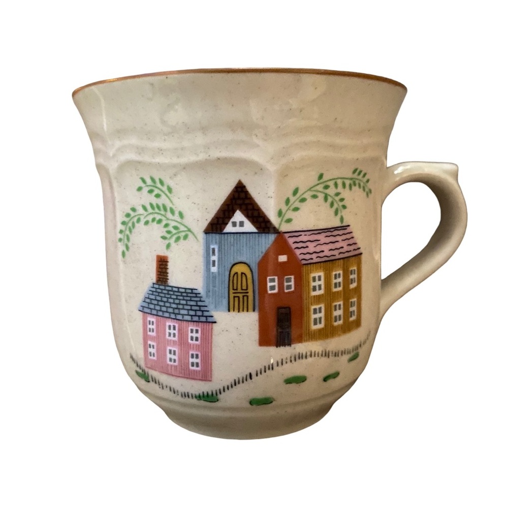 Vintage Newcor Stoneware OUR COUNTRY Pattern Coffee Cup Mug 8oz